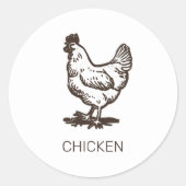 Sticker Rond Choix de repas de mariage personnalisé pour poulet (Devant)