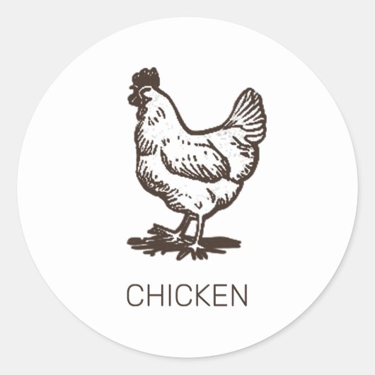 Sticker Rond Choix de repas de mariage personnalisé pour poulet (Devant)