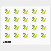 Sticker Rond Chomby jaune tyrannien regardant (Feuille)