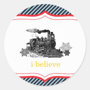 Sticker Rond choo choo train garçon anniversaire Noël hiver