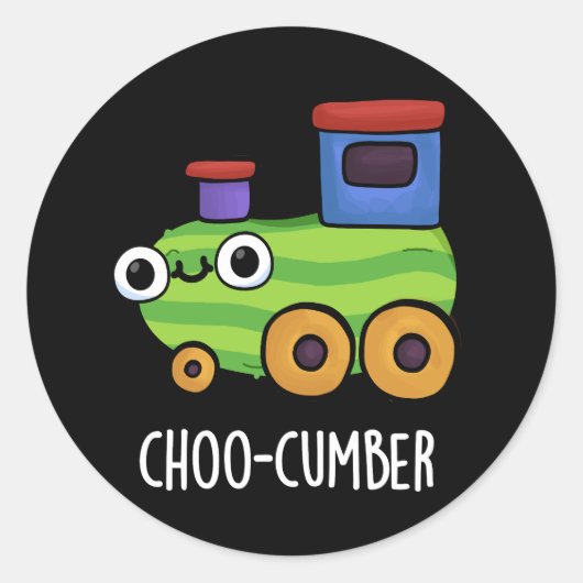 Sticker Rond Choo-cumber Funny Concombre Pun de Concombre Dark (Devant)