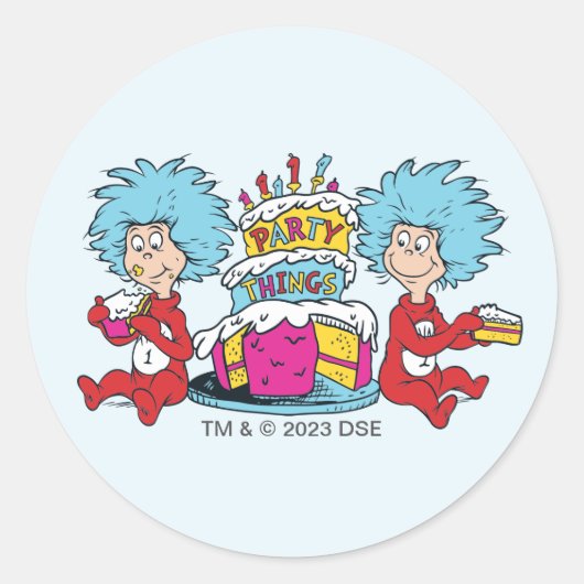 Sticker Rond Chose Un Chose Deux Choses de Fête (Devant)
