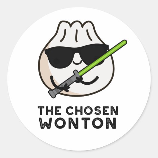 Sticker Rond Chosen Wonton Funny Food Pun (Devant)