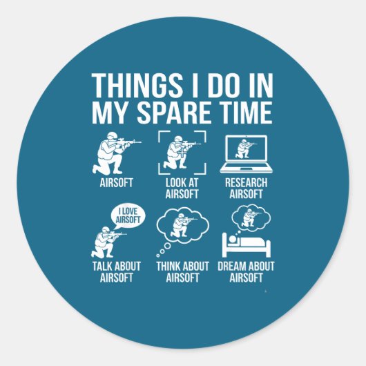 Sticker Rond Choses Airsoft Temps Libre (Devant)