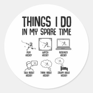 Sticker Rond Choses de hockey que je fais pendant mon temps lib