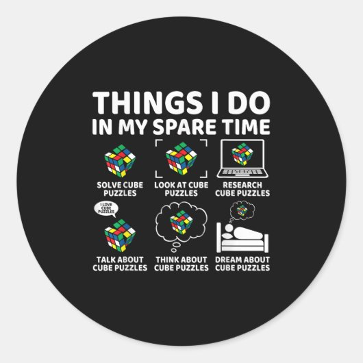 Sticker Rond Choses que je fais pendant mon temps libre Cube ca (Devant)