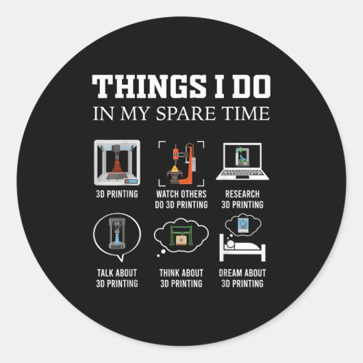 Sticker Rond Choses que je fais pendant mon temps libre Impress (Devant)