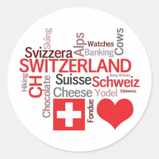 Sticker Rond Choses suisses préférées - amour Suisse d'I (Devant)