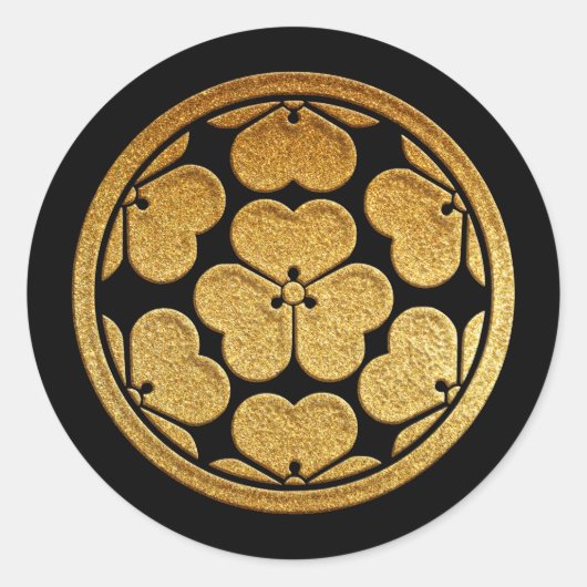Sticker Rond Chosokabe Kamon Nanatsu Katabami en or (Devant)