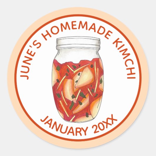 Sticker Rond Chou fermenté Kimchi fait maison Nourriture coréen (Devant)