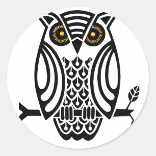 Sticker Rond Chouette à chaud graphique