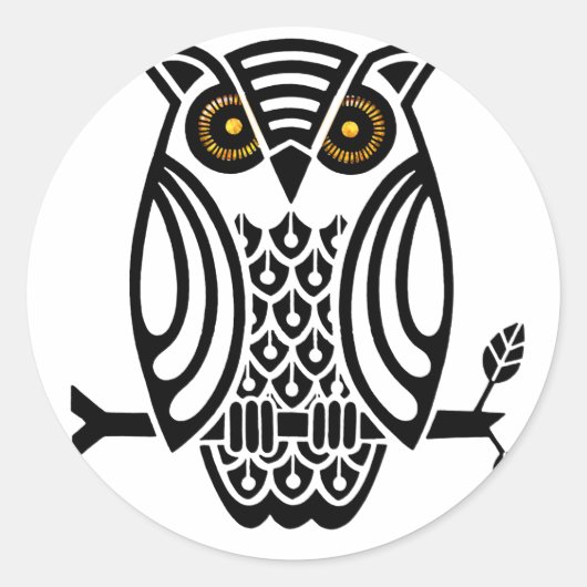 Sticker Rond Chouette à chaud graphique (Devant)