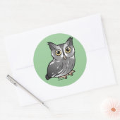 Sticker Rond Chouette à cris oriental (phase grise) (Enveloppe)