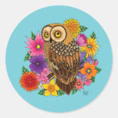 Sticker Rond Chouette à fleurs (Devant)