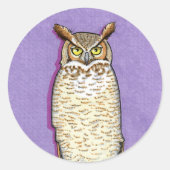 Sticker Rond Chouette à grande corne (Devant)