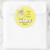 Sticker Rond Chouette à points de polka jaune | Thème Baby show (Sac)