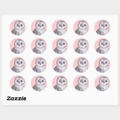 Sticker Rond Chouette adorable - Chouette tachetée ou barrée (Feuille)