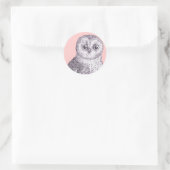 Sticker Rond Chouette adorable - Chouette tachetée ou barrée (Sac)