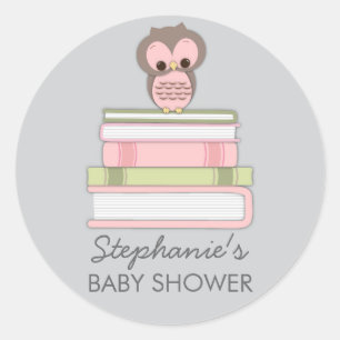 Sticker Rond Chouette adorable petite fille de livre pour béb