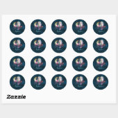 Sticker Rond Chouette arc-en-ciel mystique et Pleine lune céles (Feuille)