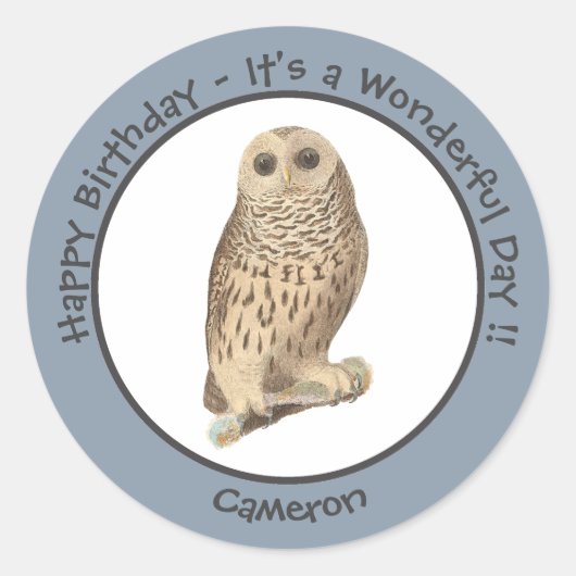 Sticker Rond Chouette barrée - Anniversaire ou autre événement (Devant)