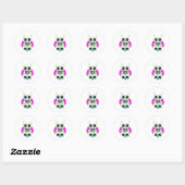 Sticker Rond Chouette blanche multi-rose crâne sucre (Feuille)