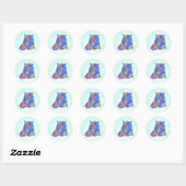 Sticker Rond Chouette bleue (Feuille)