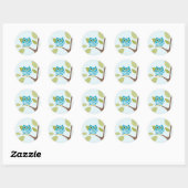 Sticker Rond Chouette bleue dans un arbre (Feuille)