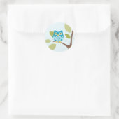 Sticker Rond Chouette bleue dans un arbre (Sac)