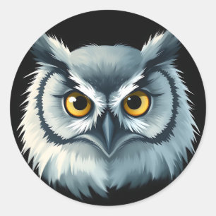 Sticker Rond Chouette bouffée aux yeux expressifs