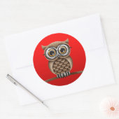 Sticker Rond Chouette Brown à pâte molle avec lunettes de lectu (Enveloppe)