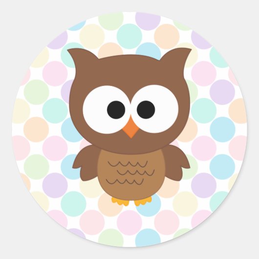 Sticker Rond Chouette Brown aux gros yeux (Devant)