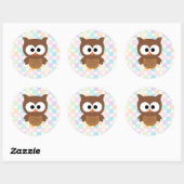 Sticker Rond Chouette Brown aux gros yeux (Feuille)