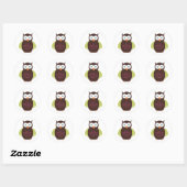 Sticker Rond Chouette Brown et verte (Feuille)