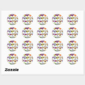 Sticker Rond Chouette colorée Motif (Feuille)