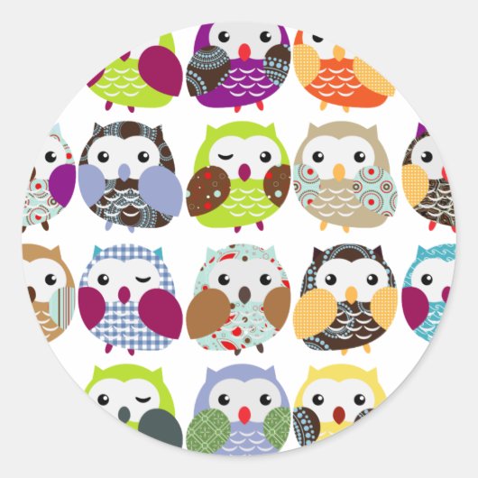 Sticker Rond Chouette colorée Motif (Devant)