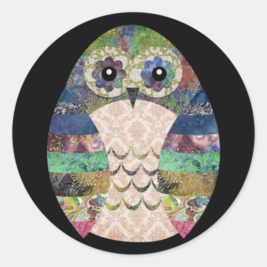 Sticker Rond Chouette colorée rétro Boho Bohemian Bird Custom (Devant)