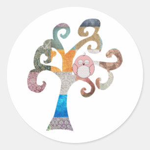 Sticker Rond Chouette couchée