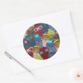 Sticker Rond Chouette dans la couronne (Enveloppe)