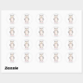 Sticker Rond Chouette d'aquarelle douce Baby shower neutre (Feuille)