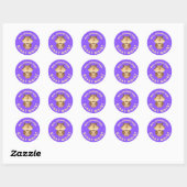 Sticker Rond Chouette d'aquarelle mignonne Great Work Student A (Feuille)