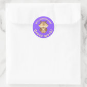 Sticker Rond Chouette d'aquarelle mignonne Great Work Student A (Sac)