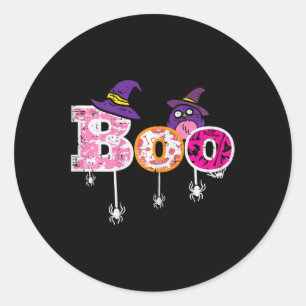 Sticker Rond Chouette d'araignée rose effrayant Costume d'Hallo