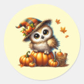 Sticker Rond Chouette d'automne (Devant)