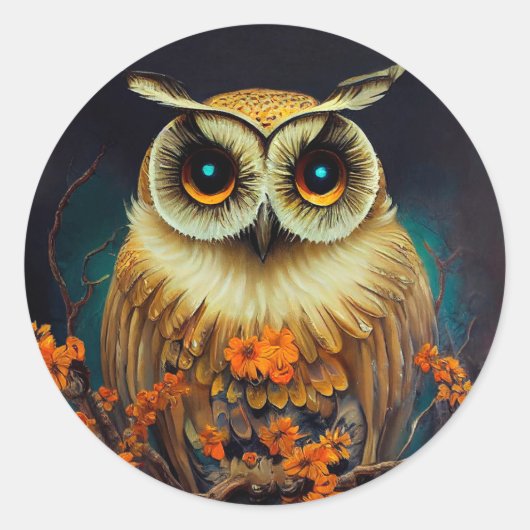 Sticker Rond Chouette d'automne (Devant)