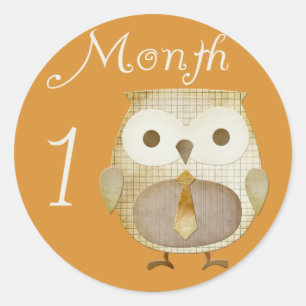 Sticker Rond Chouette d'automne 1 mois