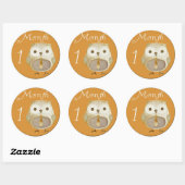 Sticker Rond Chouette d'automne 1 mois (Feuille)