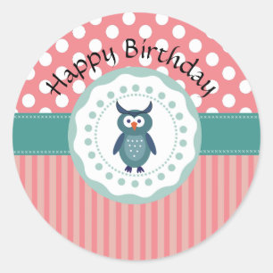Sticker Rond chouette de dessin animé tendance fille tendance 