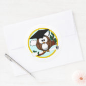 Sticker Rond Chouette de diplôme avec Casquette et diplôme (Enveloppe)