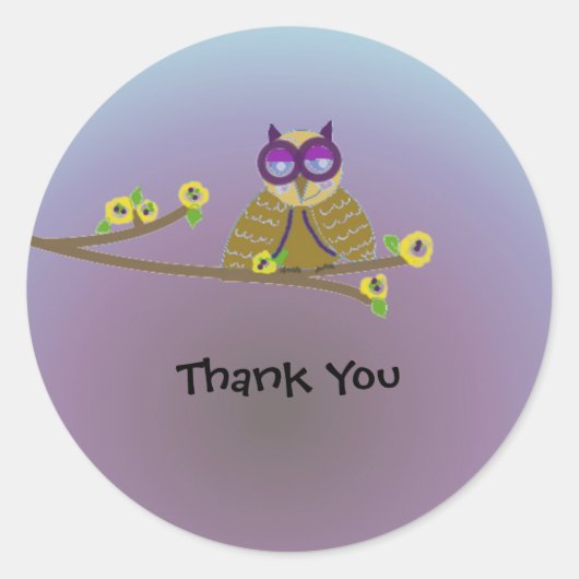 Sticker Rond Chouette de la forêt Merci (Devant)